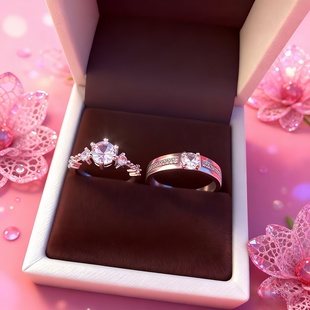 设计风钻戒结婚戒指仿真一对婚礼专用假对戒仪式用订婚专用首饰女