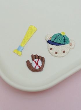 BF02熨烫款日本familiar风可爱卡通棒球小熊刺绣布贴宠物发夹DIY