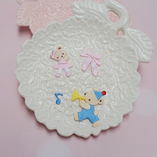 BF02熨烫款日本familiar同款可爱卡通小熊吹喇叭芭蕾舞舞鞋布贴