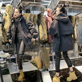 休闲宽松工装 2025秋冬刺绣派克棉服新款 户外连帽外套美式 大口袋