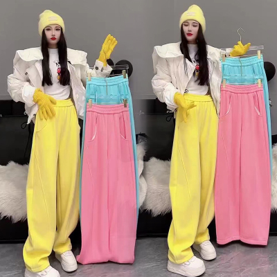 弯刀裤女2024加绒弯刀长裤阔腿裤