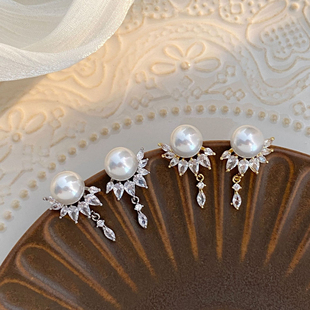 2025春夏新品小众设计感天使之泪珍珠耳钉女简约百搭高级感气质