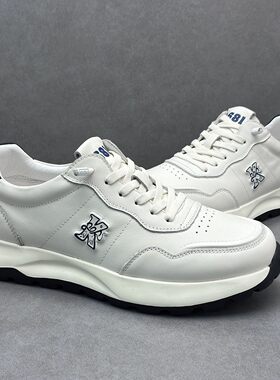 YGY头层牛皮轻奢休闲板鞋春季新款男鞋百搭轻便跑步鞋舒适运动鞋