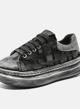 YGY春季男生板鞋潮鞋透气轻便布鞋厚底饼干鞋运动百搭休闲鞋