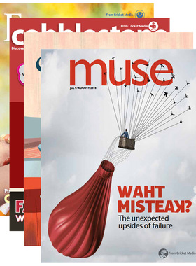 【中图原版】英文11-16岁faces面孔 cricket蟋蟀王国 cobblestone鹅卵石 muse缪斯儿童杂志4本2021年英语蟋蟀期刊进口