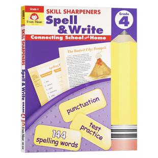 技能铅笔刀 美国加州小学英语教辅教材evanmoor Grade Moor 英文原版 Sharpeners 四年级 Spell Write Skill 拼写练习册 Evan
