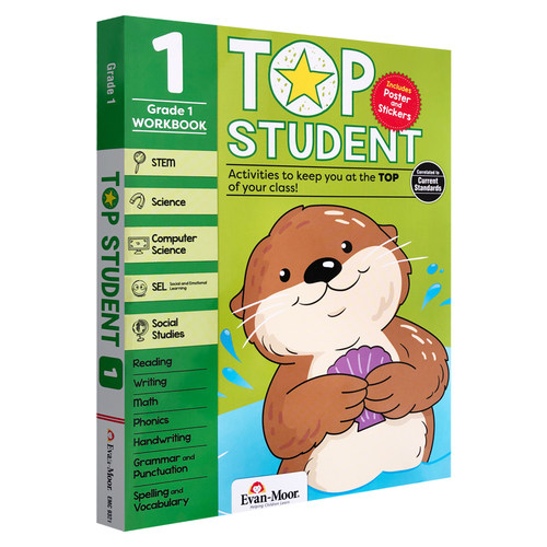 优等生系列 一年级 英文原版 Evan-Moor Top Student Grade 1 美国加州教辅evanmoor进口彩页科学计算机社交情感写作地理 少儿英语
