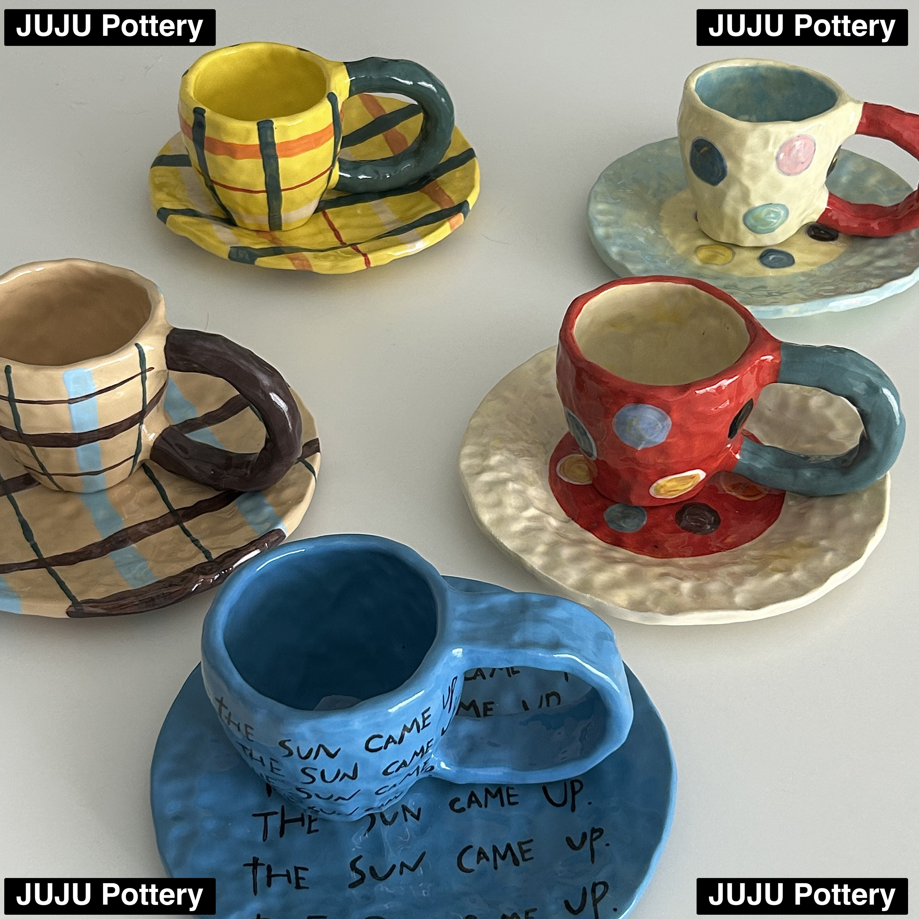 THE WILDxJUJU油画蝴蝶结纯手捏手绘釉下彩马克杯咖啡杯