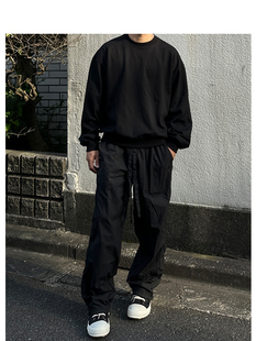 Pants轻便皱感飘逸贴袋宽松直筒百搭简约高级长裤 Wrinkle STS