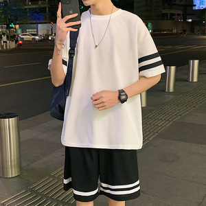 夜景 夏季短袖套装男士潮流宽松圆领t恤五分裤两件套 t2611 p38图片