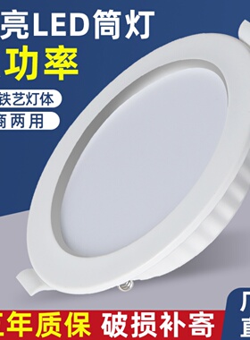 LED超薄筒灯天花灯嵌入式开孔2.5寸3寸4寸5寸6寸8寸孔灯商铺洞灯