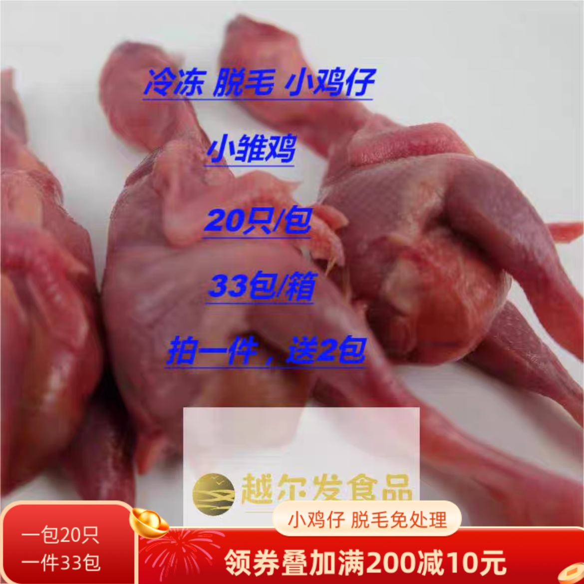 鲜冻小鸡仔 小雏鸡 脱毛冷冻小鸡仔20只/包 一箱33包江浙沪皖包邮