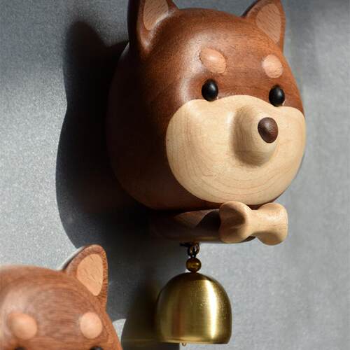 柴犬旺财铃铛可爱卡通日式门铃多巴胺风铃入户进门提醒冰箱贴礼物