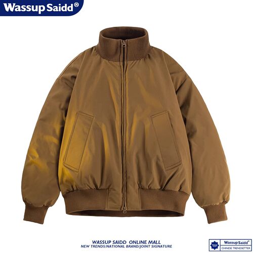 WASSUP SAIDD潮牌飞行棉服男冬季立领棉衣保暖青少年宽松休闲外套