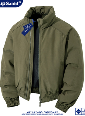 WASSUP SAID三防立领棉服男女美式飞行夹克加厚棉衣冬短款棉袄