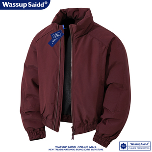 WASSUP SAIDD美式立领飞行员夹克男秋冬加厚保暖羽绒棉服外套定制