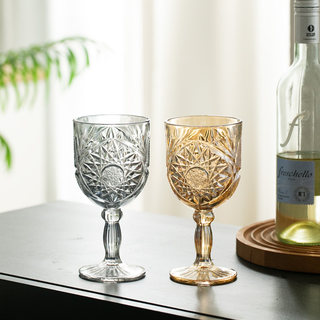 刻花法式玻璃葡萄酒杯 红酒杯 高脚杯 家用酒具玻璃杯欧式轻奢