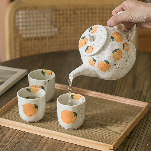 日式手绘水果图案陶瓷茶壶 家用 茶杯 可爱茶具 下午红茶釉下彩 - 封面