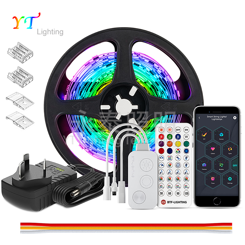 全彩ws2811灯带套装音乐蓝牙app带遥控多模式控制配件24v灯条