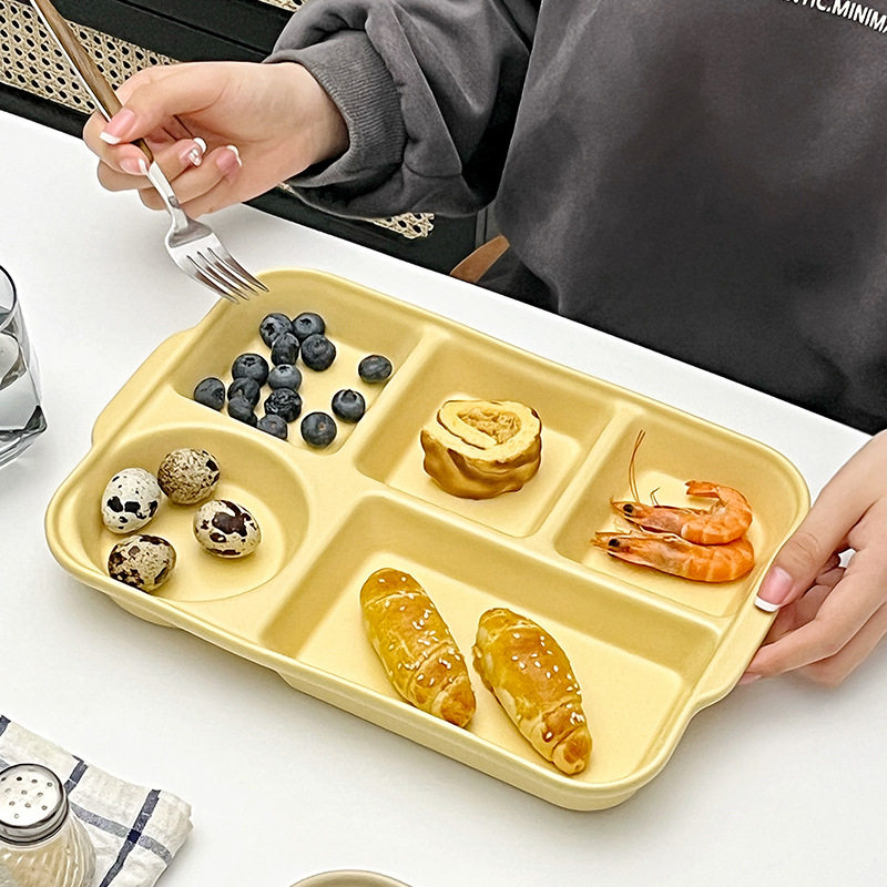 北欧陶瓷五分格菜饭盘创意儿童早餐盘一人食定量大人减脂分隔盘子