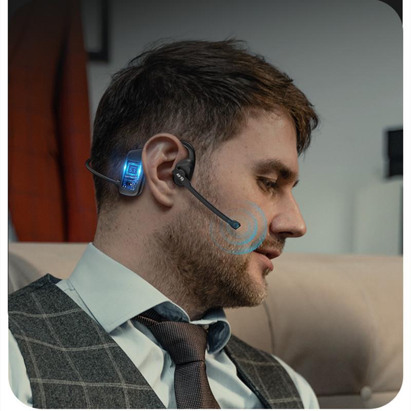 蓝牙耳机带延长麦克风高清通话筒骨语音不入耳麦空气传导通用无线