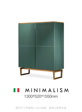 真皮酒柜黑胡桃木Fidelio Cabinet双门带灯高端别野储物柜子