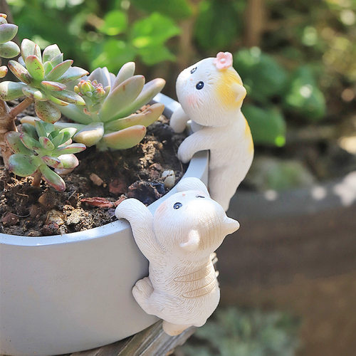 可爱猫咪多肉花盆装饰挂件