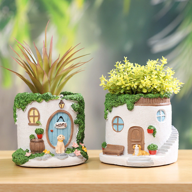 多肉花盆田园小屋创意造型精致阳台花园微景观植物盆栽装饰小花盆