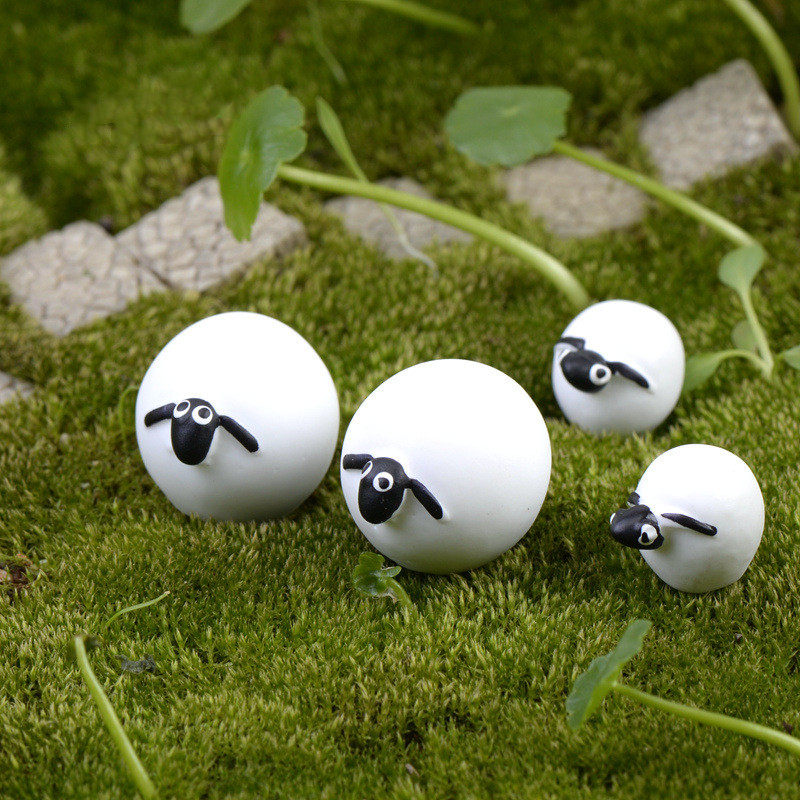 苔藓微景观摆件树脂绵羊小羊一家diy装饰材料素材配件多肉装饰品