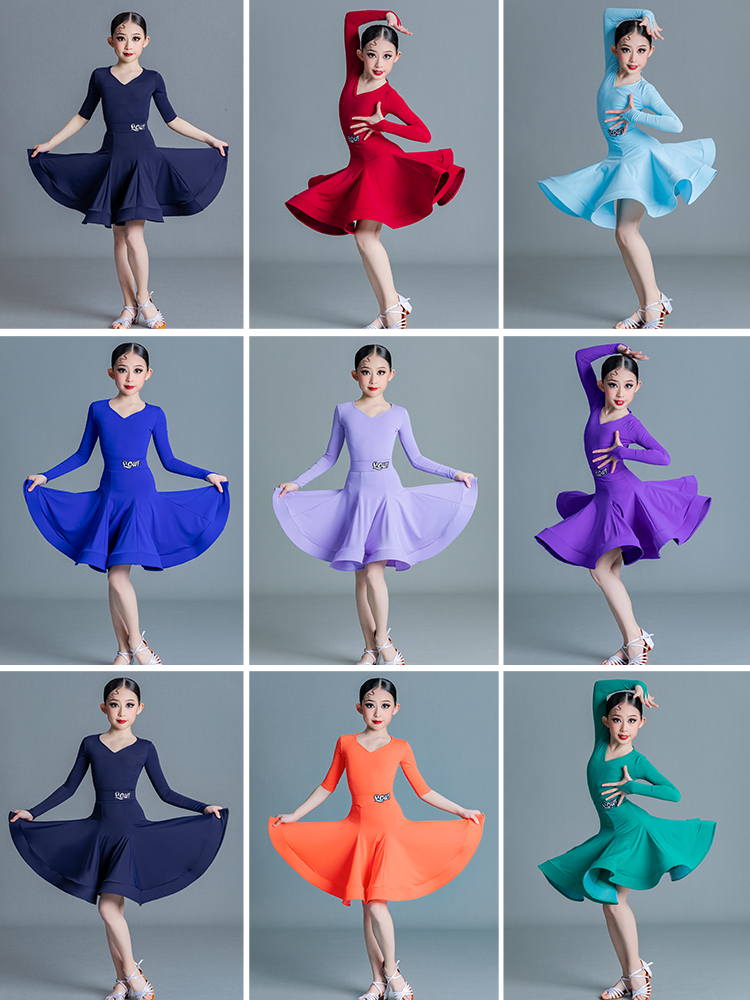 新款拉丁舞服儿童专业规定标准比赛服少儿国际考级大摆演出分体裙