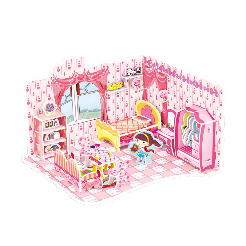 正版梦幻别墅拼装模型卧室客厅厨房浴室小屋立体拼图儿童益智玩具