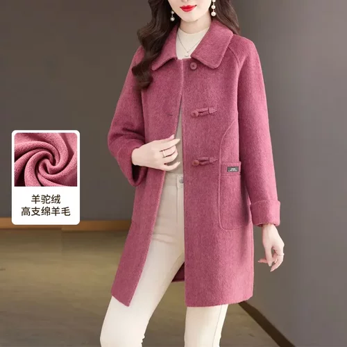 减龄款妈妈双面呢羊绒大衣女中长款时尚2026秋冬新款羊毛呢子外套