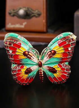 欧美炫彩水晶蝴蝶镶钻首饰盒摆件