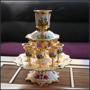 锌合金欧式复古俄罗斯幸福城堡分酒器婚庆商务礼品家居摆件道具