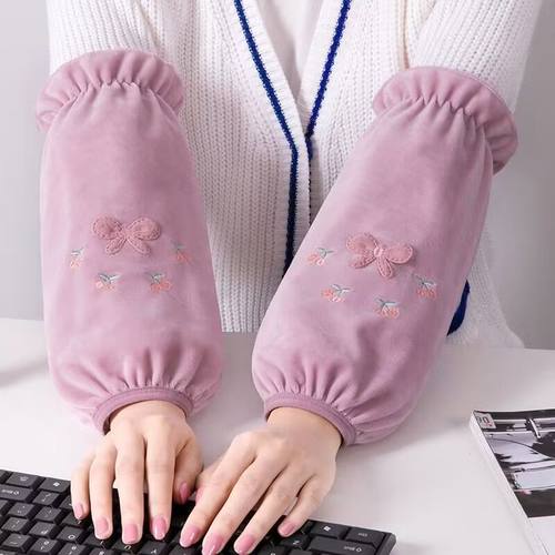 新款毛绒长款袖套女干活耐脏套袖秋冬成人上班羽绒服袖口防脏护袖