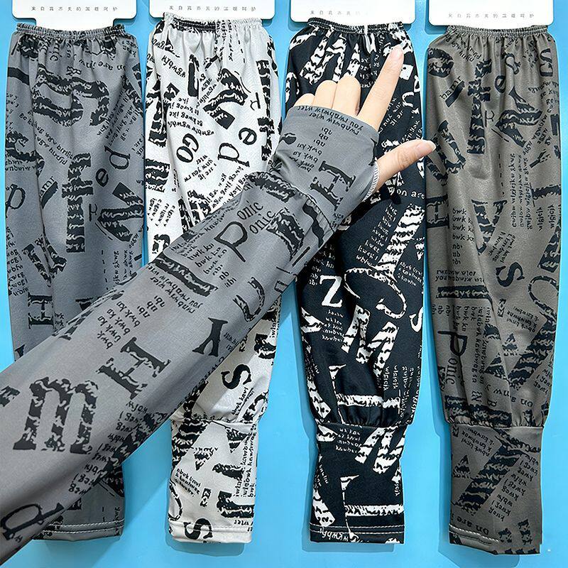 加大宽松冰袖男夏季冰丝开车防晒袖套骑行防紫外线套指护手臂套袖