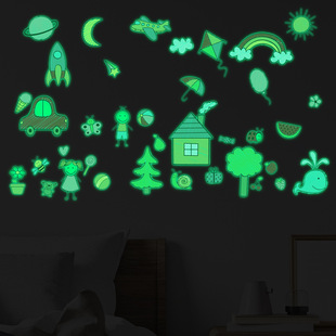 自粘夜光墙贴装饰画发光荧光冰箱手机贴纸马桶开关贴美化遮丑防水