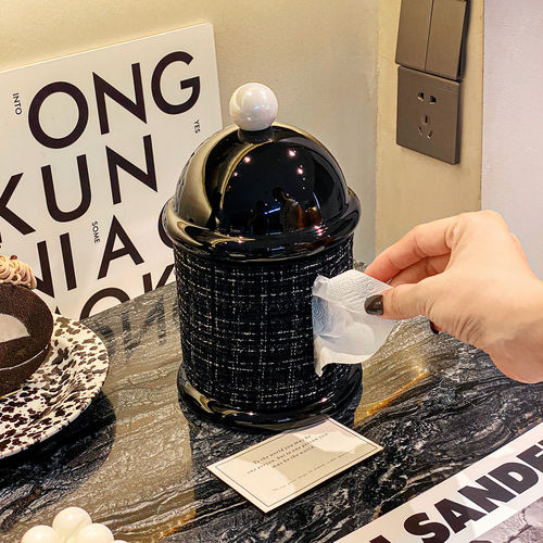高级感小香风纸巾盒客厅烟灰缸纸抽盒组合装创意卧室床头柜抽纸盒