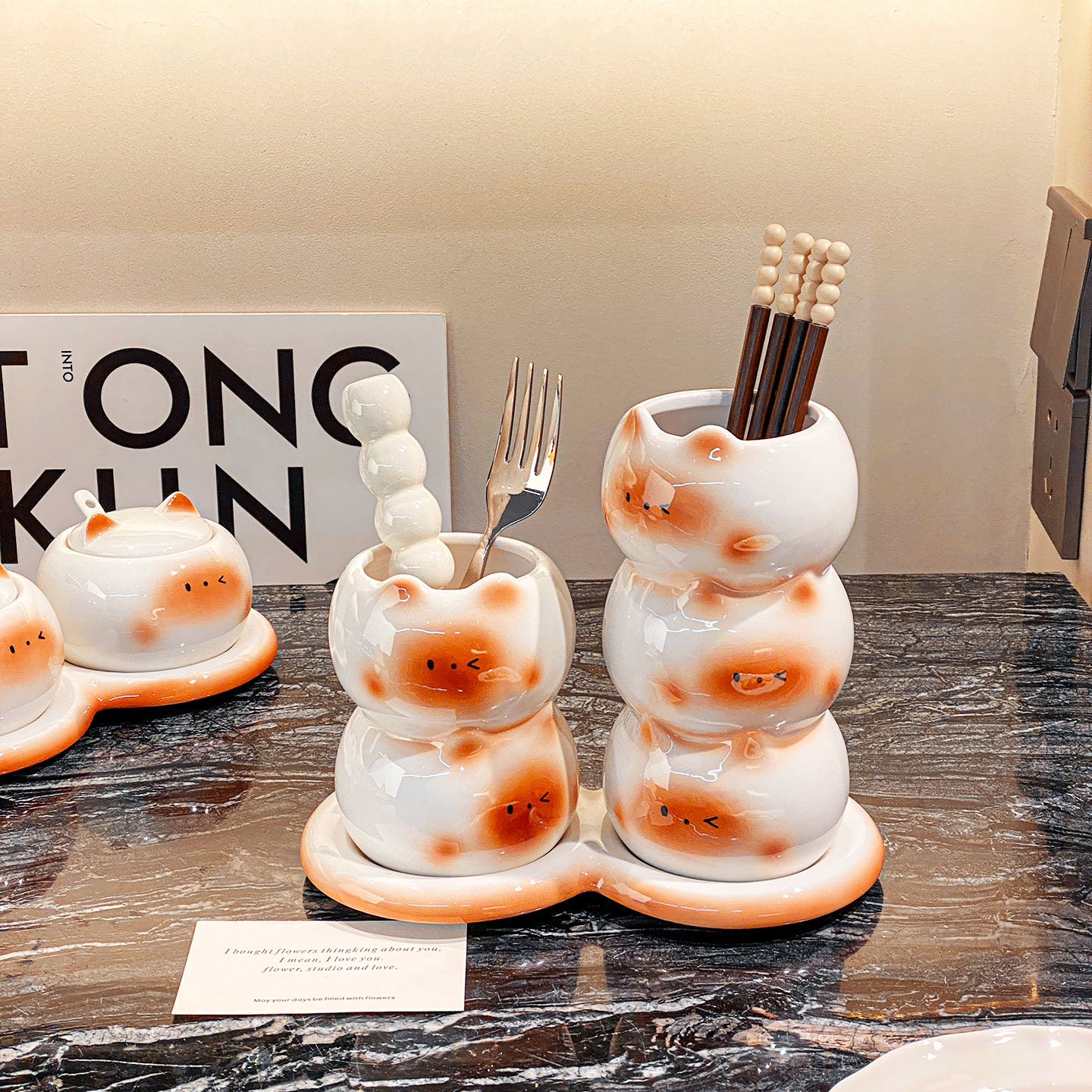 可爱陶瓷筷子筒可沥水