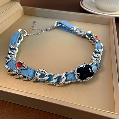 金属冷淡风颈链y2k辣妹爱心项链女短款锁骨链网红夸张大项链牛仔