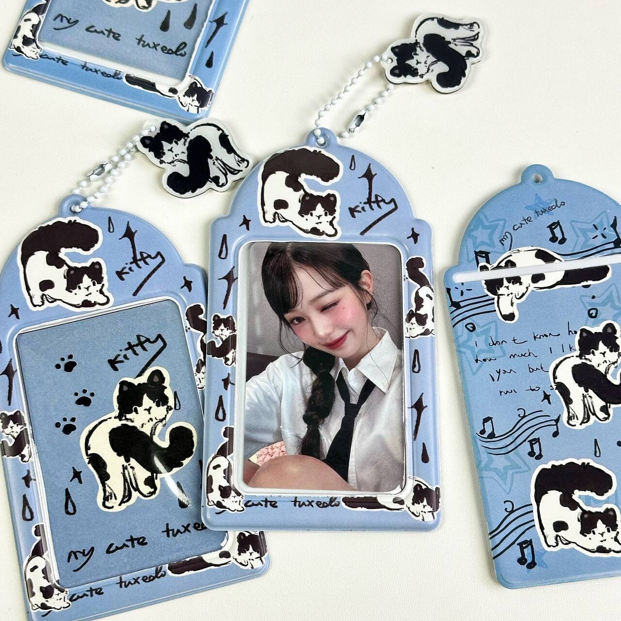原创ins可爱奶牛猫卡套/卡包三寸一宫格追星小卡收纳册饭卡证件套