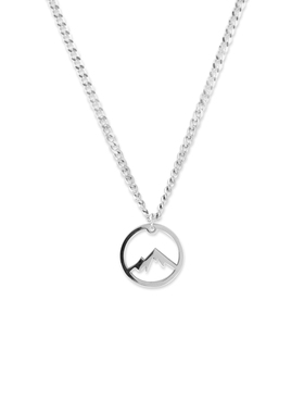 简约雪山项链链吊坠饰品钛钢国风复古情侣礼物不掉色毛衣链配饰