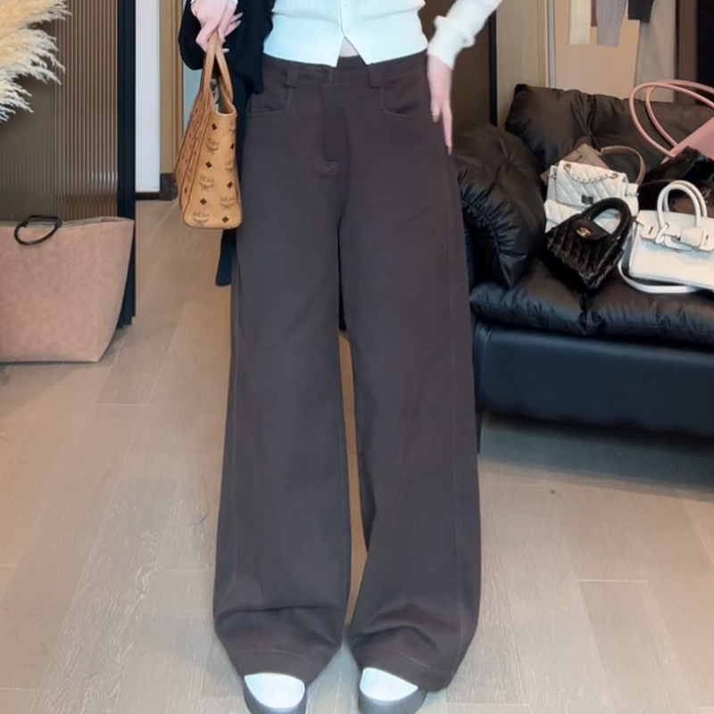 小个子直筒牛仔裤女2025秋季新款高腰显瘦宽松长裤复古百搭拖地裤