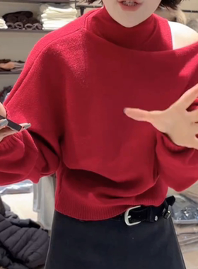 大码韩版高领针织背心上衣两件套女冬季新款胖mm巨好看漂亮小套装