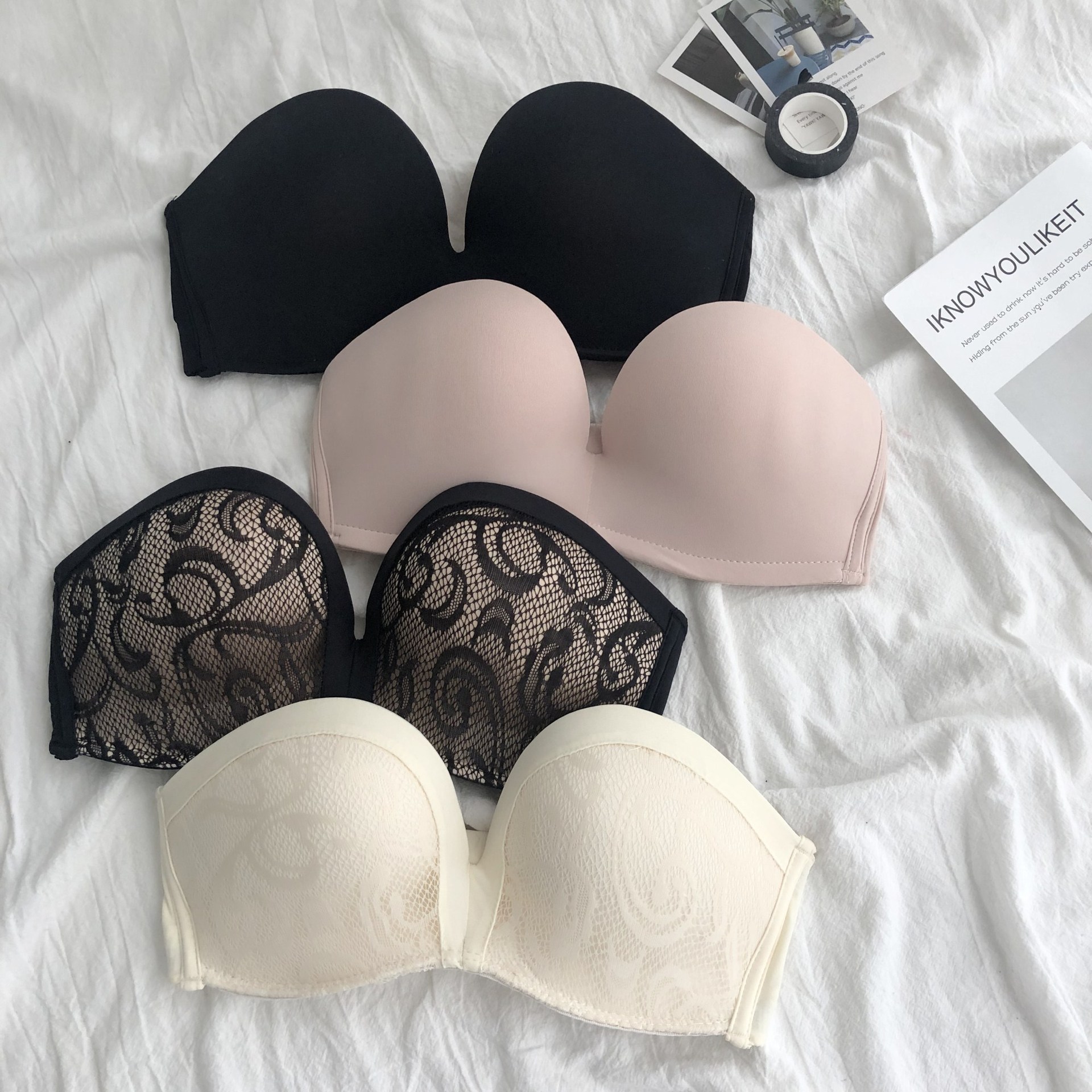 安心奇迹一代无肩带内衣女无钢圈聚拢性感无痕文胸罩婚纱隐形文胸