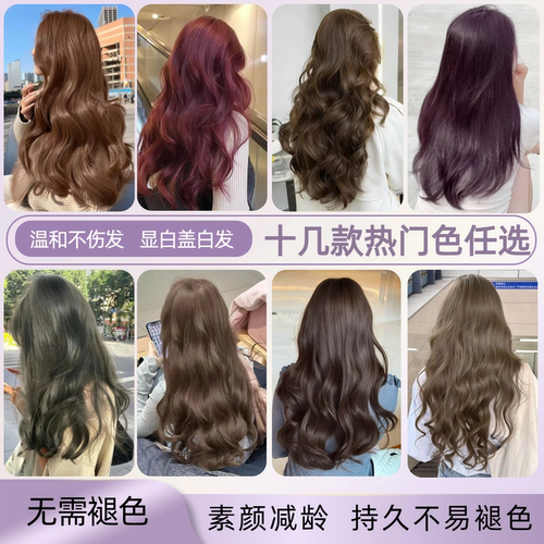 2026流行植物正品男女奶茶冷棕色免漂在家染发膏剂黑茶盖白发学生