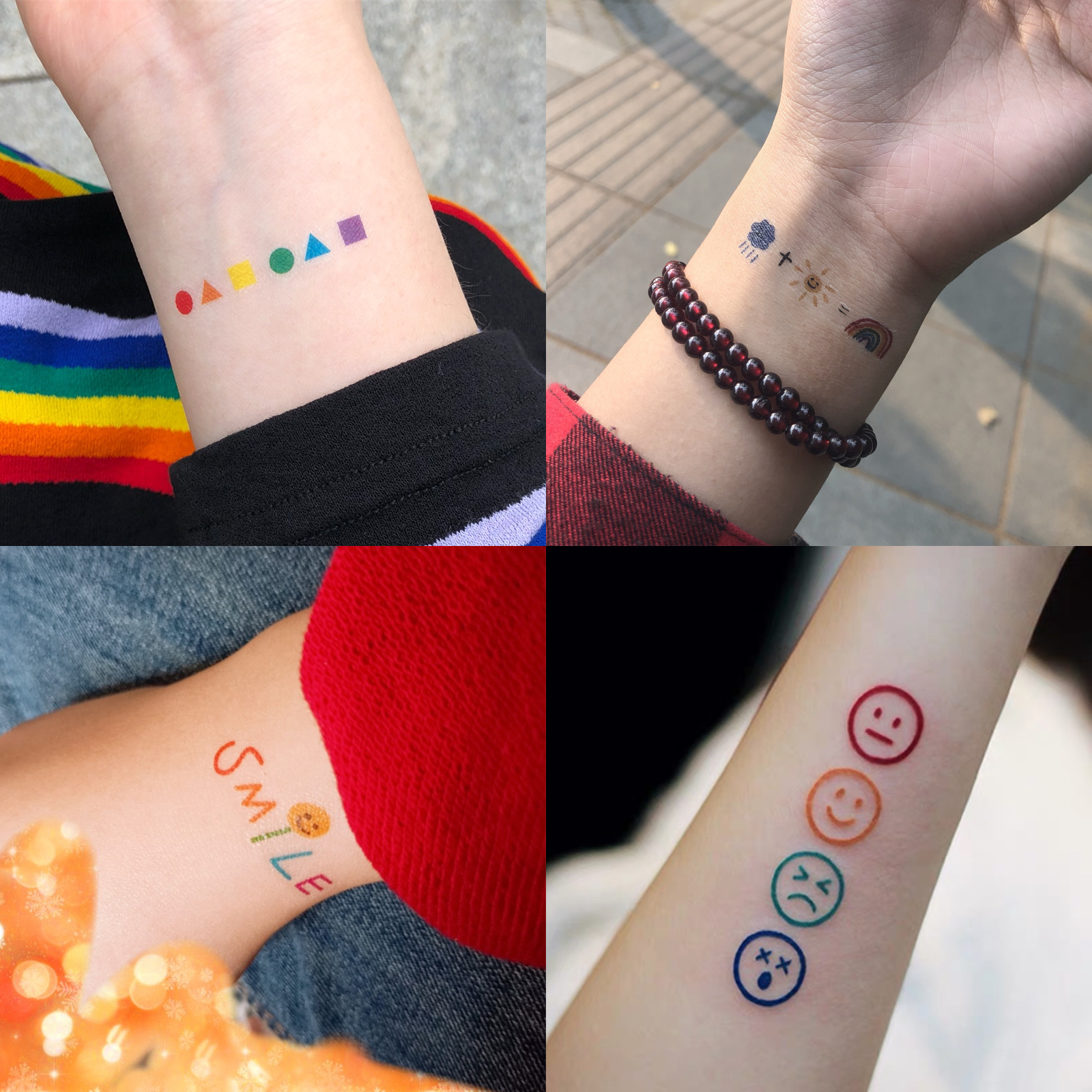 100张泫雅风纹身贴防水男女持久 性感少女仿真韩国小清新可爱卡通