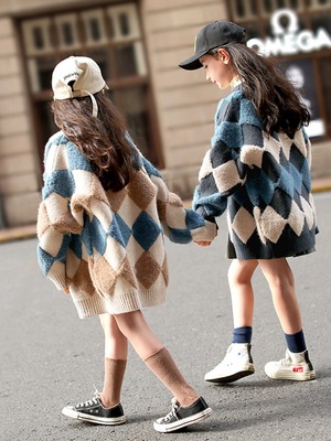 女童针织开衫2025新款秋装洋气大童毛衣儿童装中长款春秋毛线外套