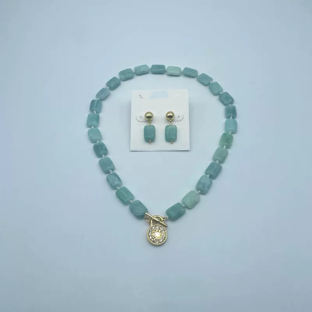 时尚新款手工编织绿东陵天然石