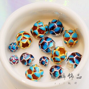 包银保色景泰蓝滴油莲花串珠 项链 手链 隔珠diy手工饰品配件材料